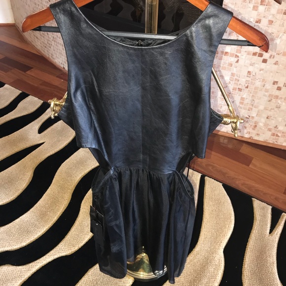 ✂️ Bebe Zipper Back Leather Bodice Dress - Picture 4 of 6